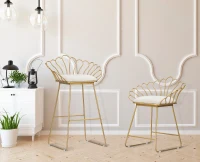 Sgabello Glam Flower Bianco Cm 57X52X94-56X48X72,50(m-8)