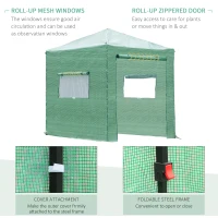 Outsunny Portable Walk in Pop-up Greenhouse Outdoor for Plants Garden Foldable with Carrying Bag , PE Cover, Steel Frame, Green, 2.4L x 1.8W x 2.4H m(m-5)