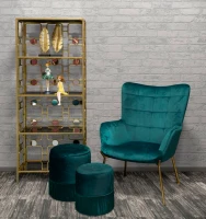 Puff Contenitore Lines Coppia Verde Cm Ø  35X42-30X32(m-9)