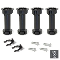 Emuca Piedino regolabile con base pre-assemblata per mobile, 148-165 mm, Plastica, Nero, 40 u.(m-2)