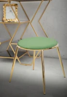 Sgabello Glam Emily Verde Cm Ø 45X45 (Misura Gambe Cm 45)(m-9)