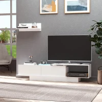 HOMCOM Set Mobile Porta TV con Armadietti e Mensola da Appendere in Legno, 180x29.6x45cm(m-4)