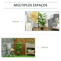 HOMCOM Planta Artificial de 95cm com 33 Folhas Realistas em Vaso de Cimento Planta Imitação Folha Perene Interior e Exterior para Decoração Verde(m-4)