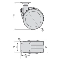 Emuca Kit di 4 ruote  Mak D. 80 mm con piastra di montaggio(m-5)