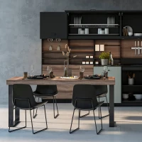 Emuca Set gambe da tavolo Square rettangolari, 720, Verniciato nero, Acciaio(m-4)