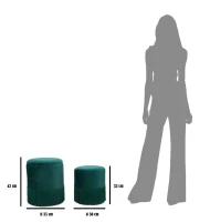 Puff Contenitore Lines Coppia Verde Cm Ø  35X42-30X32(m-11)