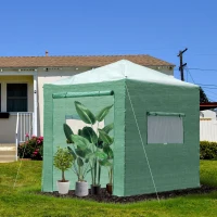 Outsunny Portable Walk in Pop-up Greenhouse Outdoor for Plants Garden Foldable with Carrying Bag , PE Cover, Steel Frame, Green, 2.4L x 1.8W x 2.4H m(m-2)