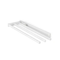 Emuca Porta asciugamani estraibile, 3 bracci, Verniciato bianco, Alluminio(m-6)