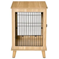 PawHut Cage pour chien cage pour animaux sur pied cage chien interieur meuble chien porte verrouillable structure en acier panneaux de particules aspect bois dim. 73L x 55l x 78H cm chêne(m-11)