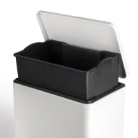 Emuca Pattumiera rettangolare esterna Recycle con apertura a pedale, verniciato bianco, alluminio(m-7)