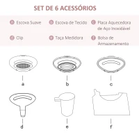 HOMCOM Escova de Engomar a Vapor Vertical 1500W Depósito 85ml Escova a Vapor Portátil de Viagem com Acessórios Sistema de Segurança Desligamento Automático Anti-Gotejamento 16x9x32cm Rosa(m-4)