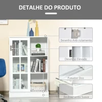 HOMCOM Estante para Livros Vitrine com 2 Portas Corredeiras Prateleiras Ajustáveis de Armazenamento Móvel Organizador para Escritório Sala de Estar Estúdio 80x40x121,7cm Branco(m-7)