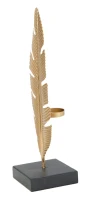 Scultura Foglia con Porta Candela Glam Cm 10X10X34 (m-4)