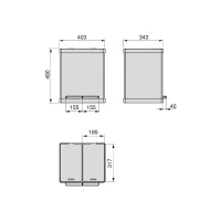 Emuca Contenitore Recycle Inox con scomparti, 2x15, Acciaio inossidabile, Acciaio inossidabile(m-2)