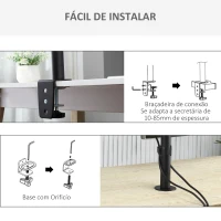 Vinsetto Suporte para Monitor Duplo para Telas LED LCD de 13"-32" Polegadas VESA 75/100mm com Braçadeira Ajustável Giratório 360° e 2 Opções de Montagem 87x12x50cm Preto(m-8)