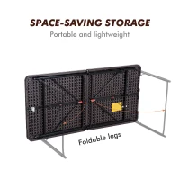 Outsunny 4ft Height Adjustable Folding Picnic Trestle Table for Outdoor Events Garden Camping BBQ Party – Brown (122 x 61cm)(m-5)