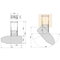 Emuca Asse da stiro pieghevole per mobile, rimovibile, da montare su mensola, acciaio e legno.(m-5)