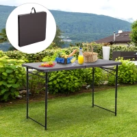 Outsunny 4ft Height Adjustable Folding Picnic Trestle Table for Outdoor Events Garden Camping BBQ Party – Brown (122 x 61cm)(m-10)