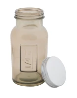 Barattolo Tall con Coperchio Vetro Riciclato Fumo Cm Ø 6.5X13.5(Made In Spain)(m-4)