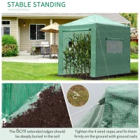 Outsunny Portable Walk in Pop-up Greenhouse Outdoor for Plants Garden Foldable with Carrying Bag , PE Cover, Steel Frame, Green, 2.4L x 1.8W x 2.4H m(m-6)