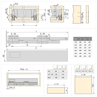 Emuca Kit cassetto per cucina Vantage-Q, altezza 83 mm, prof. 350 mm, chiusura soft, Acciaio, Grigio metallizzato(m-4)