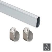 Emuca Kit di 2 tubi 30x15 mm di alluminio lungo 950 mm e supporti per armadio(m-1)