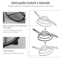 Outsunny Espreguiçadeira de Balanço de Exterior para Jardim Terraço Pátio Carga Máxima 160Kg 61x160x79 cm Cinza(m-4)