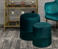 Puff Contenitore Lines Coppia Verde Cm Ø  35X42-30X32(m-10)