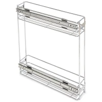 Emuca Portabottiglie estraibile Supra chiusura soft per base da cucina di larghezza 115 mm in acciaio cromato(m-1)