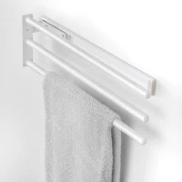 Emuca Porta asciugamani estraibile, 3 bracci, Verniciato bianco, Alluminio(m-4)
