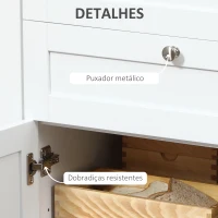HOMCOM Aparador de Cozinha com Armário 2 Gavetas 2 Portas de Vidro e Prateleiras Ajustáveis Móvel Auxiliar de Armazenamento para Sala de Jantar Sala de Estar 120x40x90cm Branco(m-7)