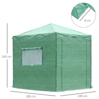 Outsunny Portable Walk in Pop-up Greenhouse Outdoor for Plants Garden Foldable with Carrying Bag , PE Cover, Steel Frame, Green, 2.4L x 1.8W x 2.4H m(m-3)