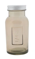 Barattolo Tall con Coperchio Vetro Riciclato Fumo Cm Ø 6.5X13.5(Made In Spain)(m-2)