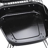 Outsunny Barbecue à Charbon Pliable Portable BBQ Grill sur Pied avec Couvercle dim. 45L x 42l x 33H cm Acier émaillé Noir(m-11)