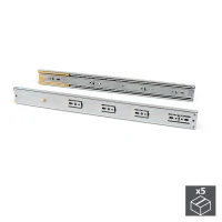Emuca Kit Guide per cassetti, a sfera, 45 x 350 mm, estrazione totale, chiusura soft, Zincato, 5 u.(m-2)