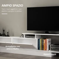 HOMCOM Set Mobile Porta TV con Armadietti e Mensola da Appendere in Legno, 180x29.6x45cm(m-6)