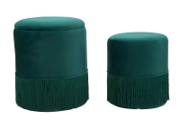 Puff Contenitore Lines Coppia Verde Cm Ø  35X42-30X32(m-12)