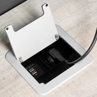 Emuca Multipresa Atom 14 per scrivania, EU, Verniciato alluminio, Acciaio e Tecnoplastica e Alluminio(m-5)