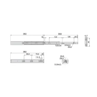 Emuca Kit Guide per cassetti, a sfera, 45 x 350 mm, estrazione totale, chiusura soft, Zincato, 5 u.(m-3)