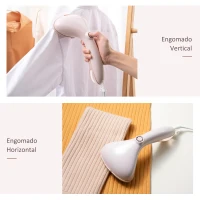 HOMCOM Escova de Engomar a Vapor Vertical 1500W Depósito 85ml Escova a Vapor Portátil de Viagem com Acessórios Sistema de Segurança Desligamento Automático Anti-Gotejamento 16x9x32cm Rosa(m-5)