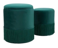 Puff Contenitore Lines Coppia Verde Cm Ø  35X42-30X32(m-5)