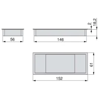 Emuca Passacavi da tavolo, rettangolare, 152 x 61 mm, da incasso, Plastica, Nero, 5 u.(m-2)