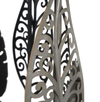 Tavolinetti In Ferro E Legno Foglie Coppia Cm 38X55-33X50(m-4)