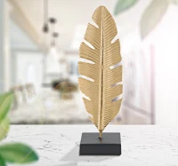 Scultura Foglia con Porta Candela Glam Cm 10X10X34 (m-2)