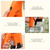 HOMCOM Limpa Vidros Elétrico 2 em 1 Aspirador Limpador de Vidros com Depósito de Água 300ml e Ponta de Borracha Inclui Pulverizador 19,5x12,5x33cm Laranja(m-6)