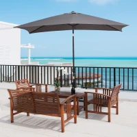 Outsunny Sombrilla de Aluminio 200x300x240 cm Parasol Rectangular de Jardín Inclinable con Manivela y Poste Desmontable para Terraza Piscina Patio Exterior Gris(m-2)