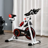 HOMCOM Bicicleta Estática con Pantalla LCD Volante de Inercia 8 kg Resistencia Regulable 103x53x100-114 cm Acero Blanco(m-2)