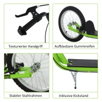 HOMCOM Kinderstep 5 Jaar, Verstelbare Kinderscooter Met Luchtbanden, Groente(m-6)