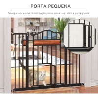 PawHut Barreira de Segurança para Cães Extensível para Portas Escadas 74-105cm com 2 Extensões de 10 e 15cm com 2 Portas e Fechadura Automática Aço Preto(m-7)