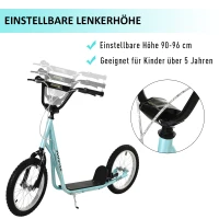 HOMCOM step kinderscooter scooter stadsscooter luchtbanden verstelbaar blauw(m-4)